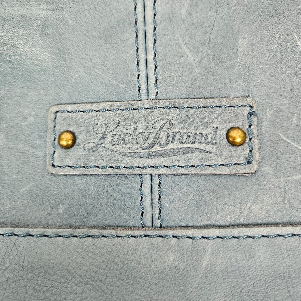 Lucky Brand Boho Blue Leather Crossbody Bag - Picture 14 of 16